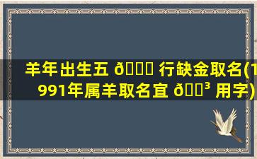 羊年出生五 🐟 行缺金取名(1991年属羊取名宜 🐳 用字)